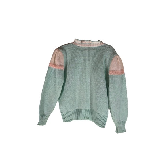 Rare Jaclyn Smith Vintage Sweater Chunky Beaded 80's White Blue Pink Small - Picture 4 of 16